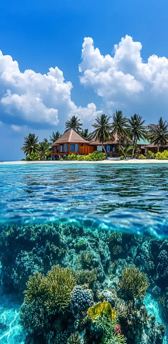 Rafa koralowa i plaża na jednym ujęciu