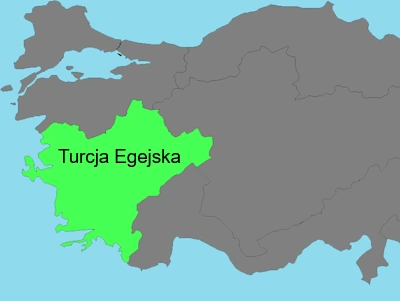 Turcja egejska zaznaczona na mapie.